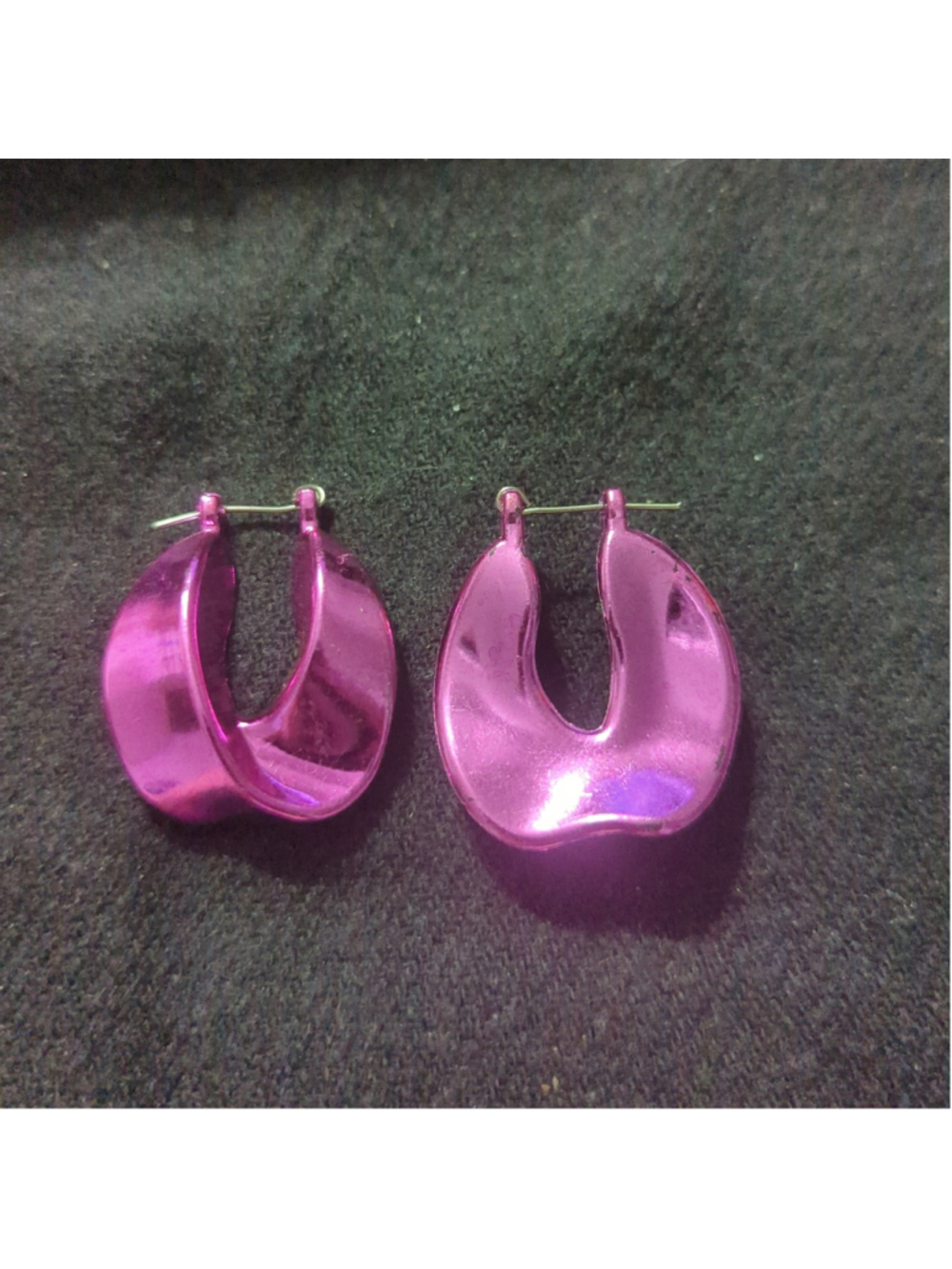 Metallic Purple Curved Hoop Lightweight Plastic Statement Earrings